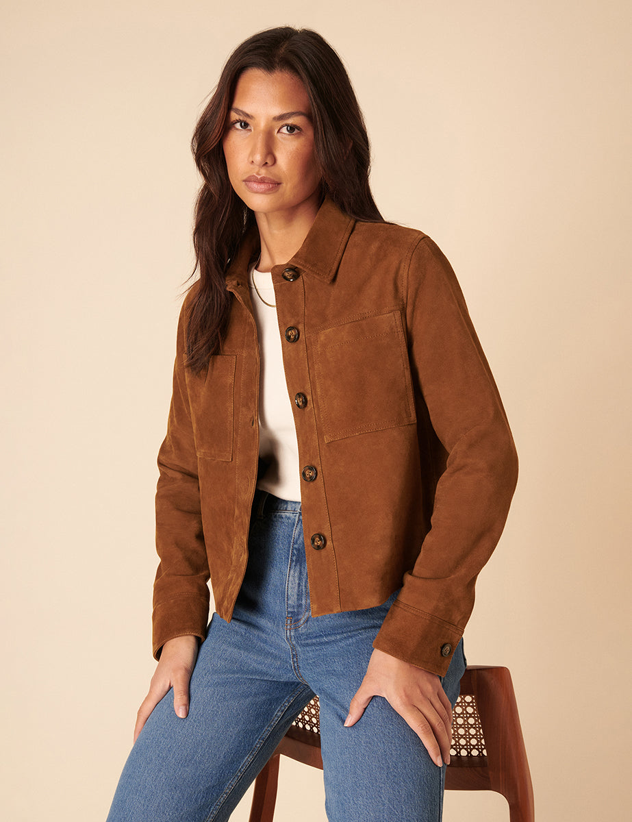Brown Suede Cropped Jacket