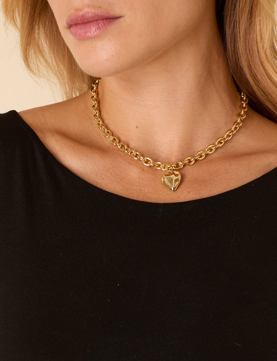 Gold Plated Chunky Heart Necklace