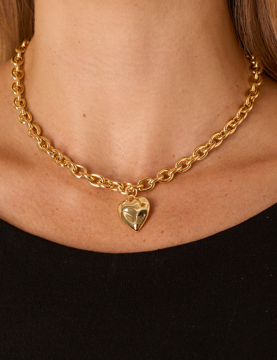 Gold Plated Chunky Heart Necklace
