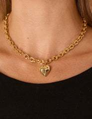 Gold Plated Chunky Heart Necklace