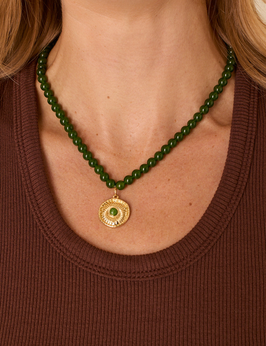 Gold Plated Beaded Coin Necklace