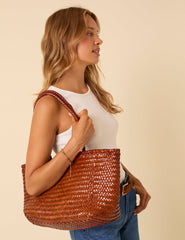 Ellyla Tan Woven Leather Tote Bag
