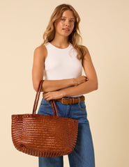 Ellyla Tan Woven Leather Tote Bag