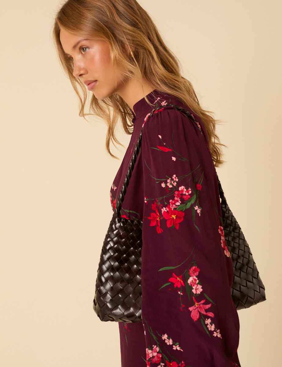 Ellyla Brown Woven Leather Bag