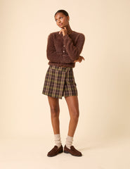 Green & Brown Check Mini Skort