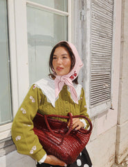 NC x TBCo Pink Floral Wool Triangle Scarf