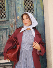 NC x TBCo Blue Floral Wool Triangle Scarf