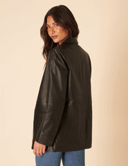 Black Leather Boyfriend Blazer