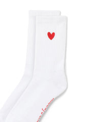 White Heart Ribbed Socks