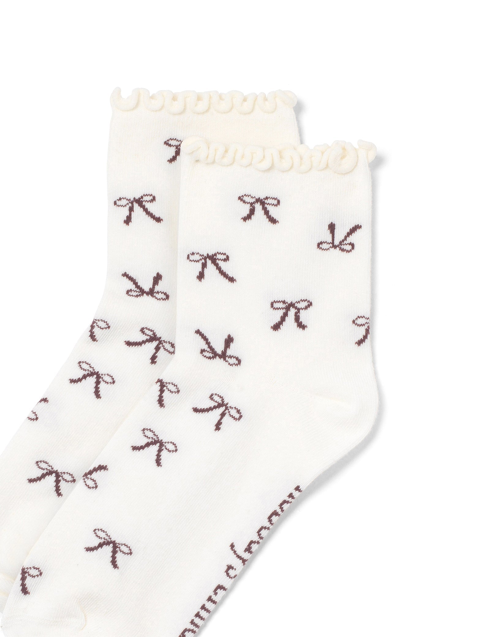 White Bow Frill Trim Socks