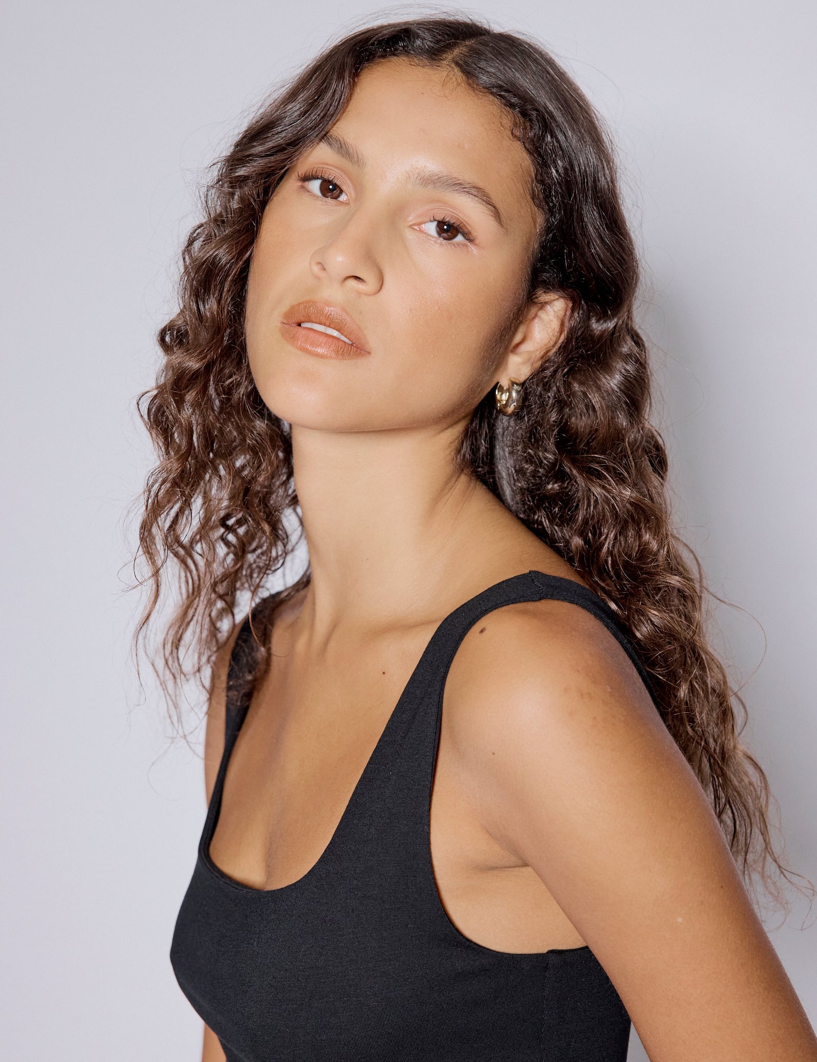 Black Asymmetrical Drop Waist Valentina Midi Dress