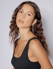 Black Asymmetrical Drop Waist Valentina Midi Dress