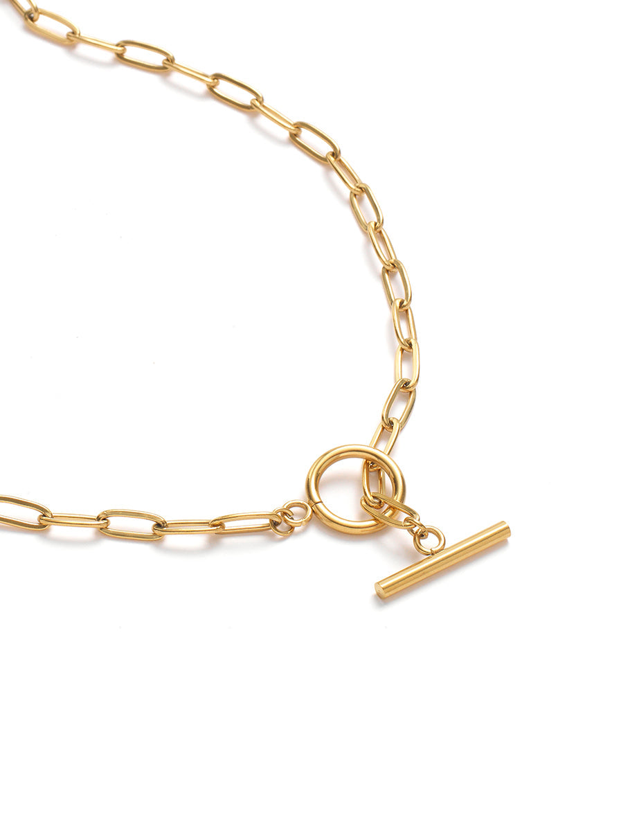 Gold T-Bar Necklace