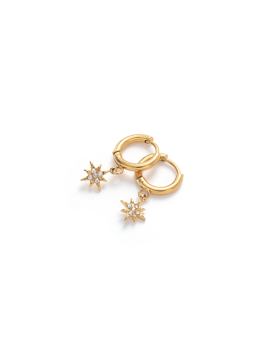 Gold Star Charm Huggie Hoop Earrings