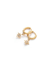 Gold Star Charm Huggie Hoop Earrings