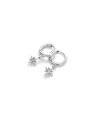 Silver Star Charm Huggie Hoop Earrings