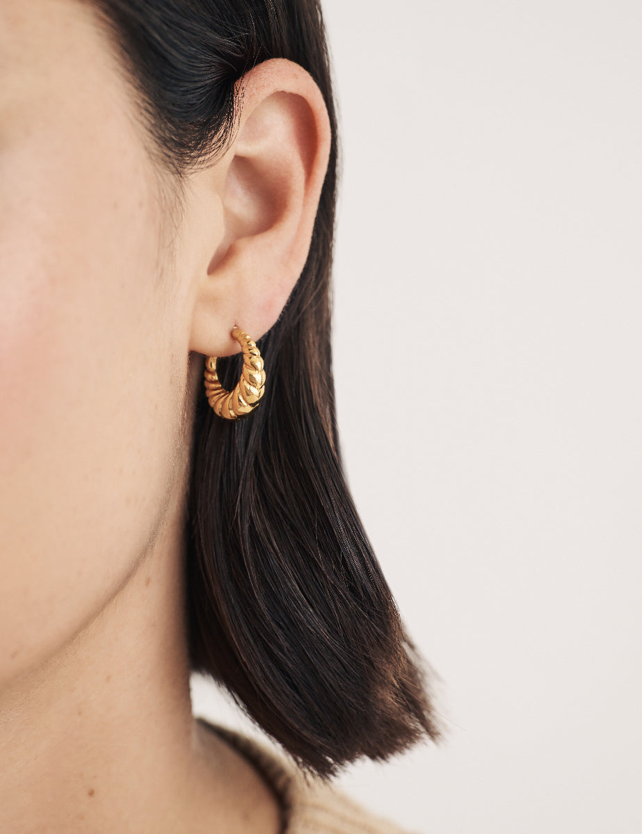 Gold Croissant Huggie Hoop Earrings