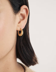 Gold Croissant Huggie Hoop Earrings