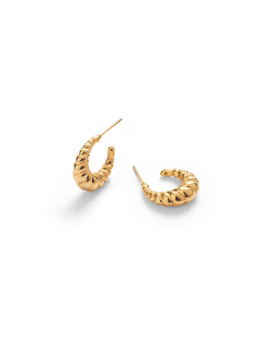 Gold Croissant Huggie Hoop Earrings