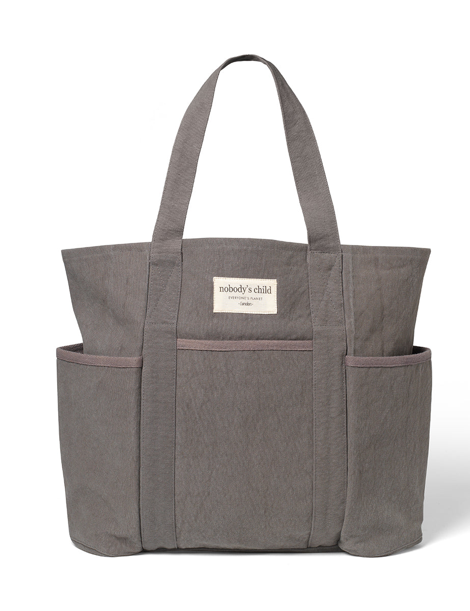 Grey Washed Canvas Tote Bag
