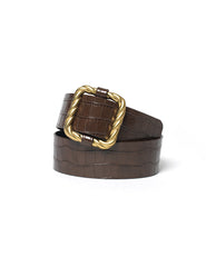 Brown Leather Rope Crocodile Belt