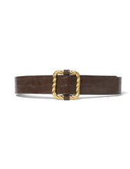 Brown Leather Rope Crocodile Belt