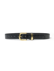 Black Leather Metal Crocodile Belt