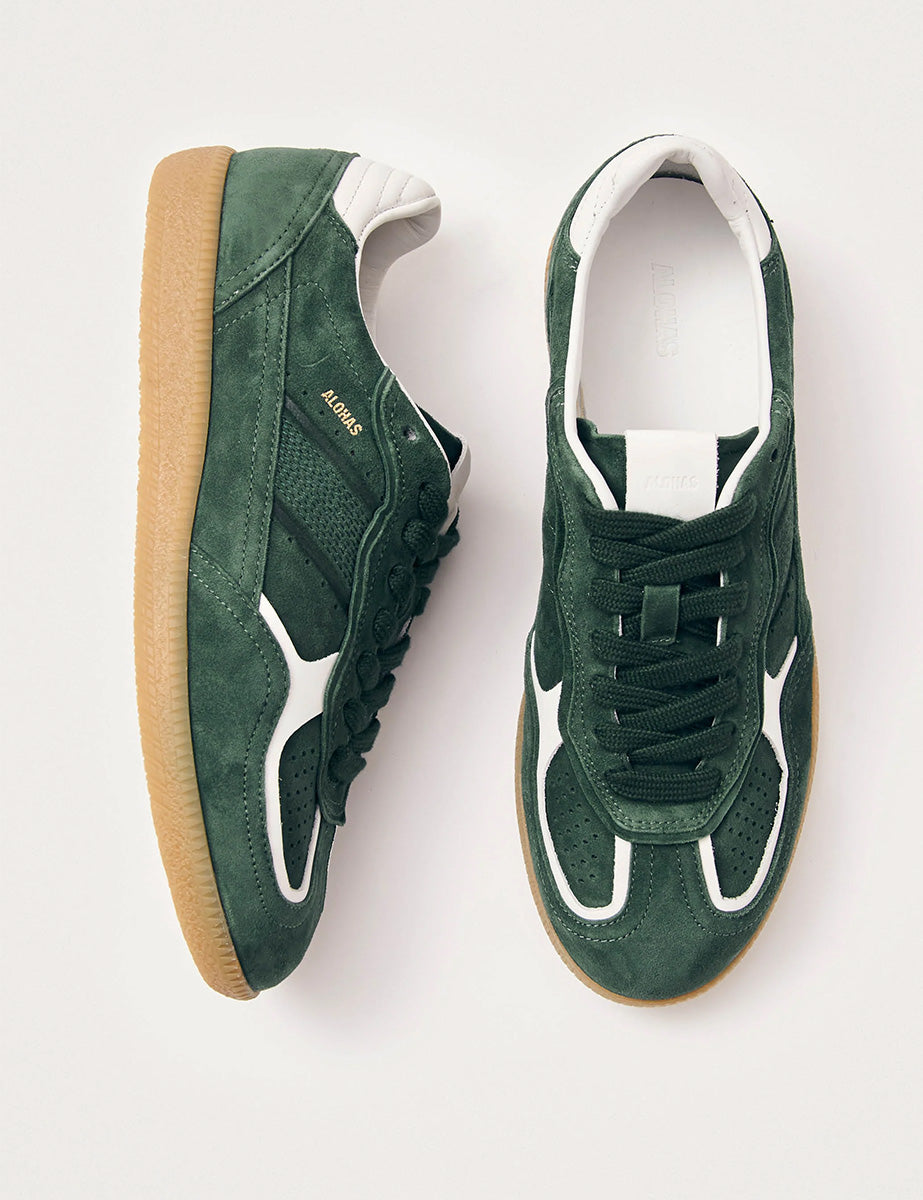 Alohas Rife Forest Green Leather Trainers