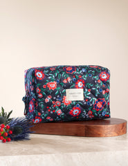 Black Floral Washbag