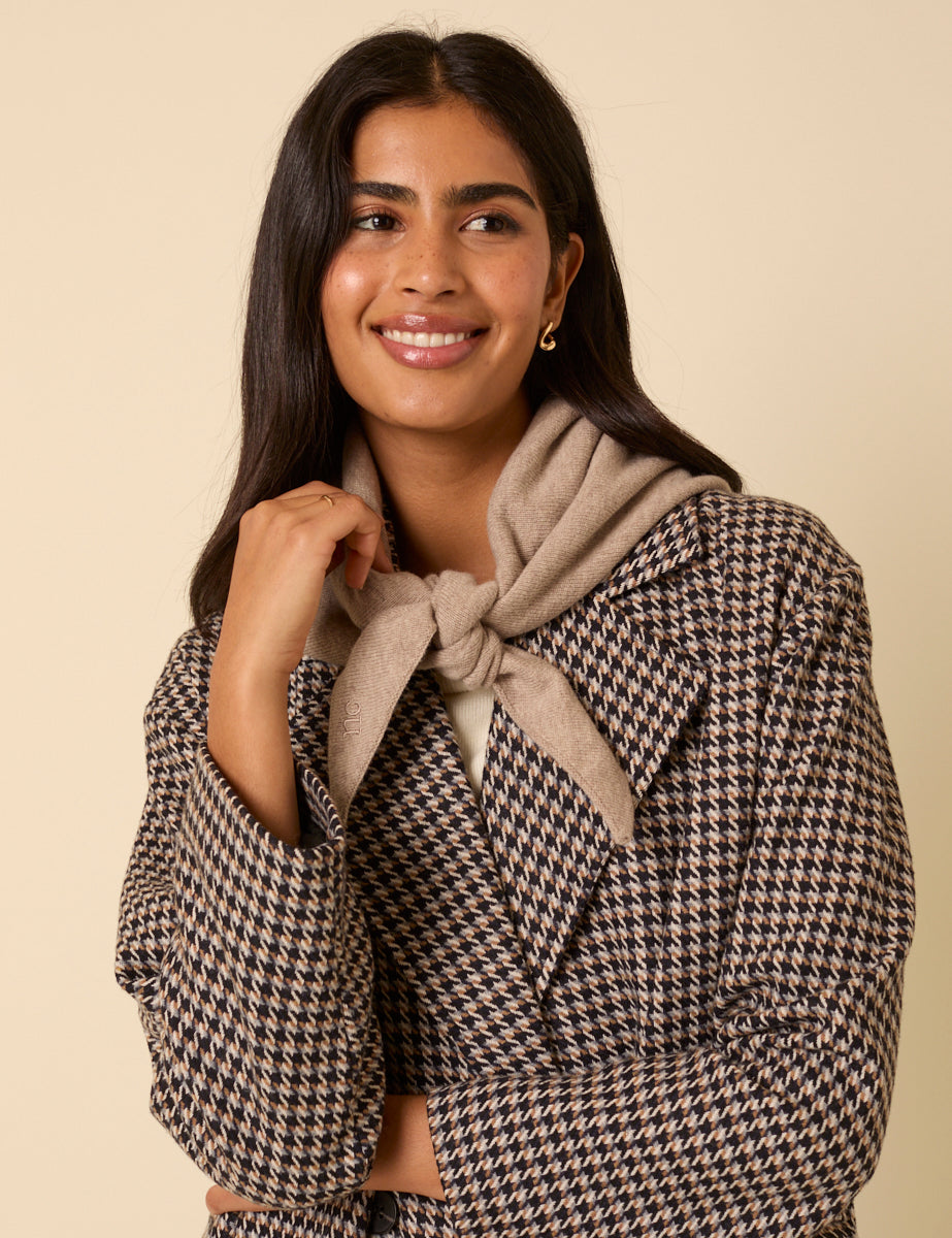 Beige Wool-blend Triangle Scarf