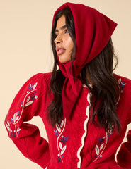 Red Wool-blend Triangle Scarf