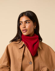 Red Wool-blend Triangle Scarf