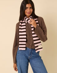 Brown And Pink Striped Scarf