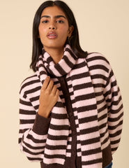 Brown And Pink Striped Scarf
