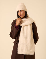 Cream Ribbed Scarf