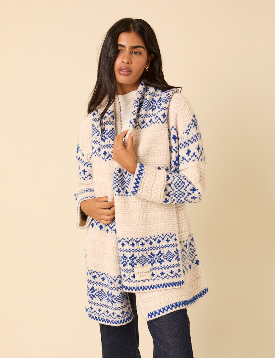 Cream Fair Isle Scarf