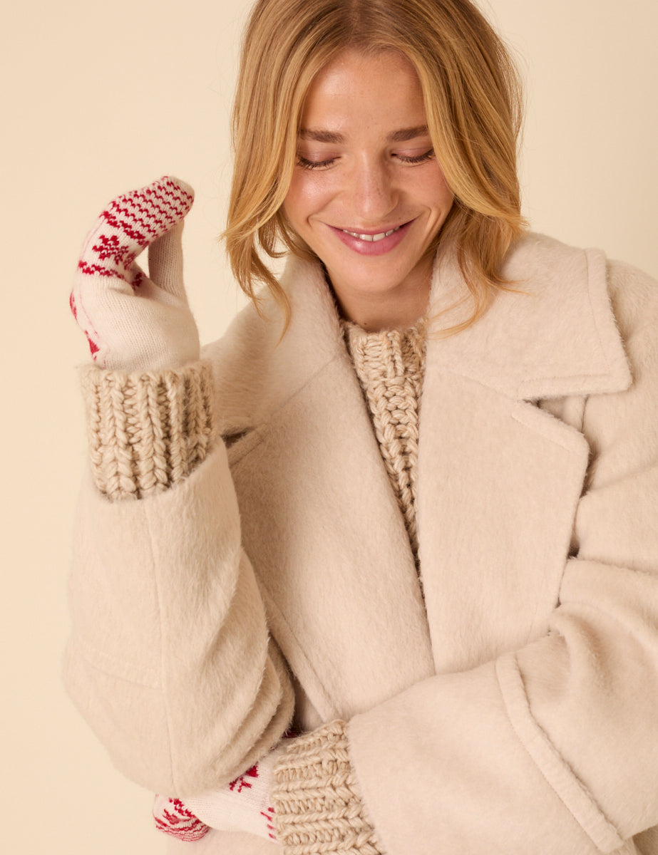 Cream Fair Isle Mittens