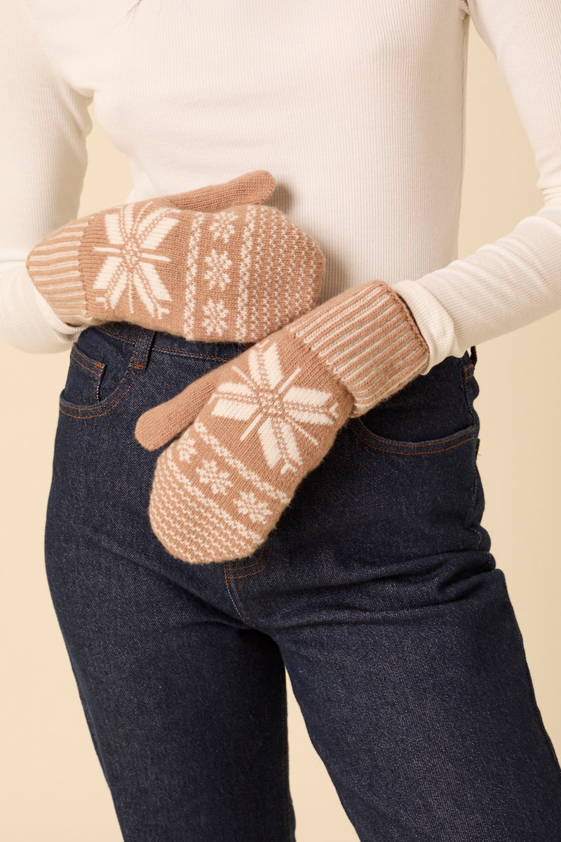 Camel Fair Isle Mittens