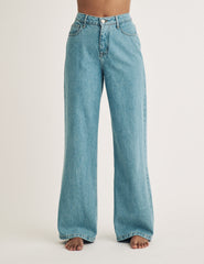 Light Wash Denim High Rise Wide Leg Jeans