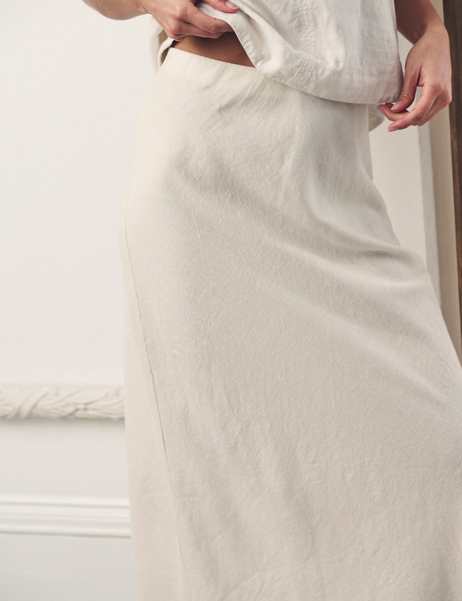 Cream Linen-blend Mila Midaxi Skirt