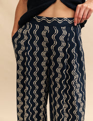 Black Wave Print Zeena Trousers