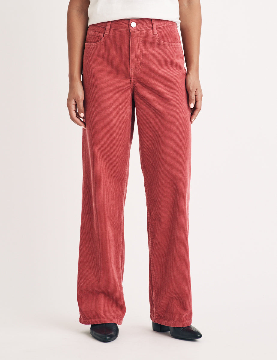 Pink Cord Wide Leg Trousers