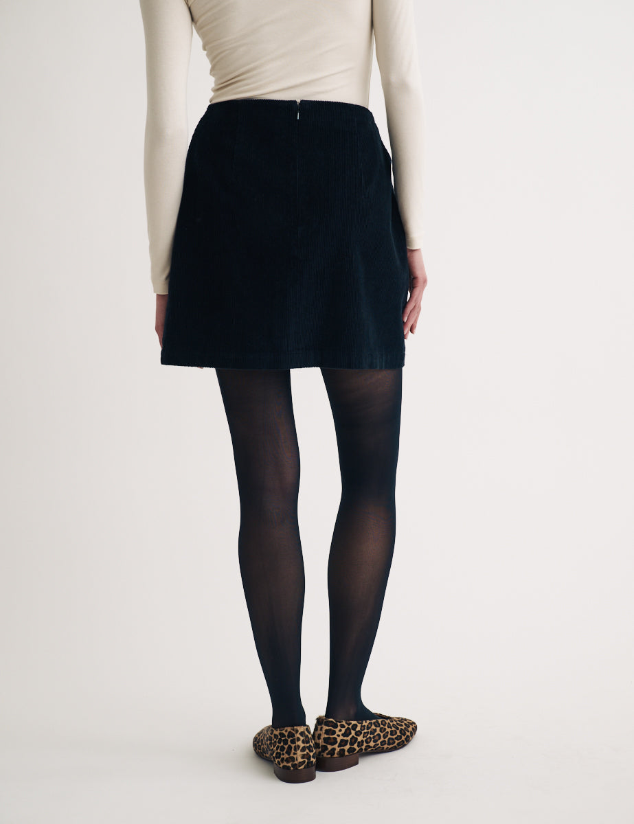 Black Cord Mini Skirt