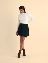 Green Cord Wrap Mini Skirt