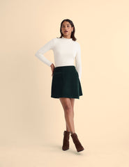 Green Cord Wrap Mini Skirt