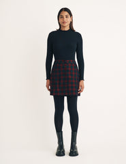 Tartan Check Cord Button Through Mini Skirt