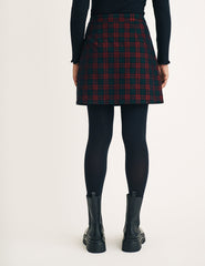 Tartan Check Cord Button Through Mini Skirt
