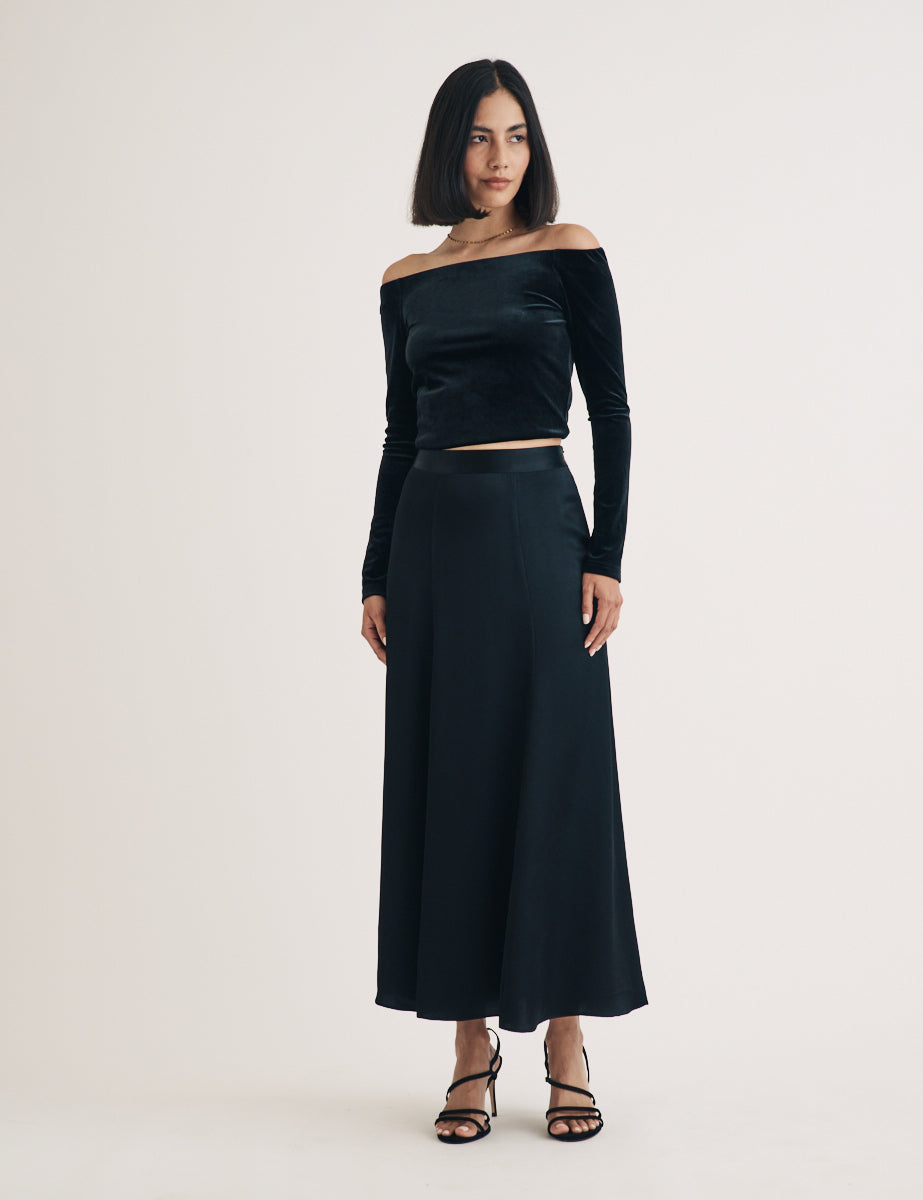 Black Milo Midi Skirt