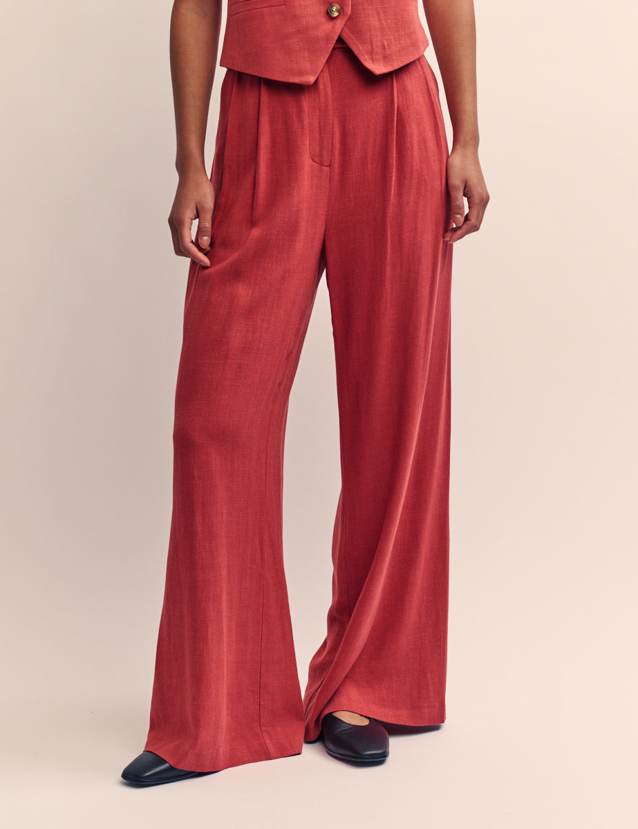 Red Relaxed Tailored Trousers