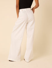 White Double Pleated Wide Leg Ava Trousers